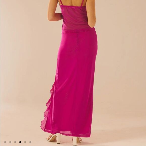 NWT Peppermayo pink Bittersweet mesh maxi skirt high slit 6 mulberry - Picture 4 of 9